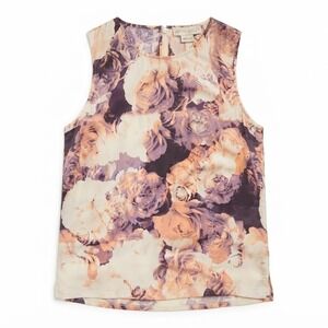 Cynthia Rowley Silk Shell Top Photoreal Rose Print Sleeveless Blouse S